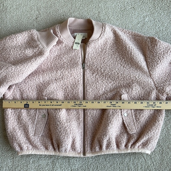 Anthropologie Pink Rose Sherpa Fleece Full Zip Lined Jacket Women‎ Size Large - Picture 11 of 15